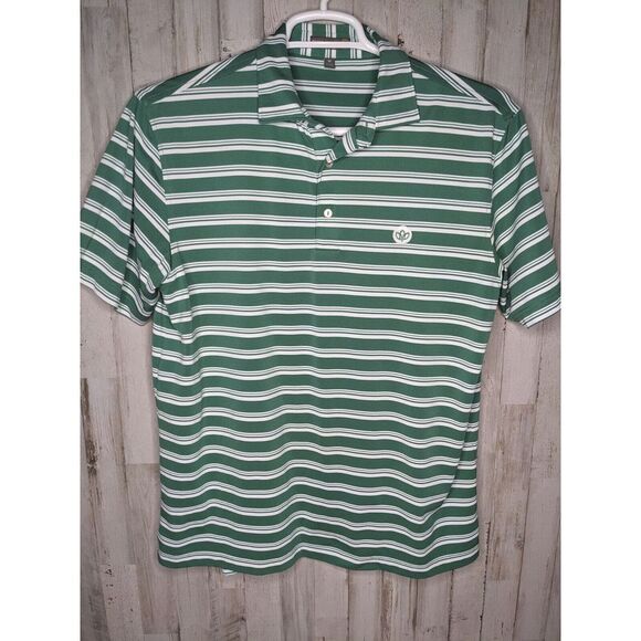 Peter Millar Summer Comfort Men's‎ M Medium Green Striped Short Sleeve Golf Polo - Picture 1 of 8